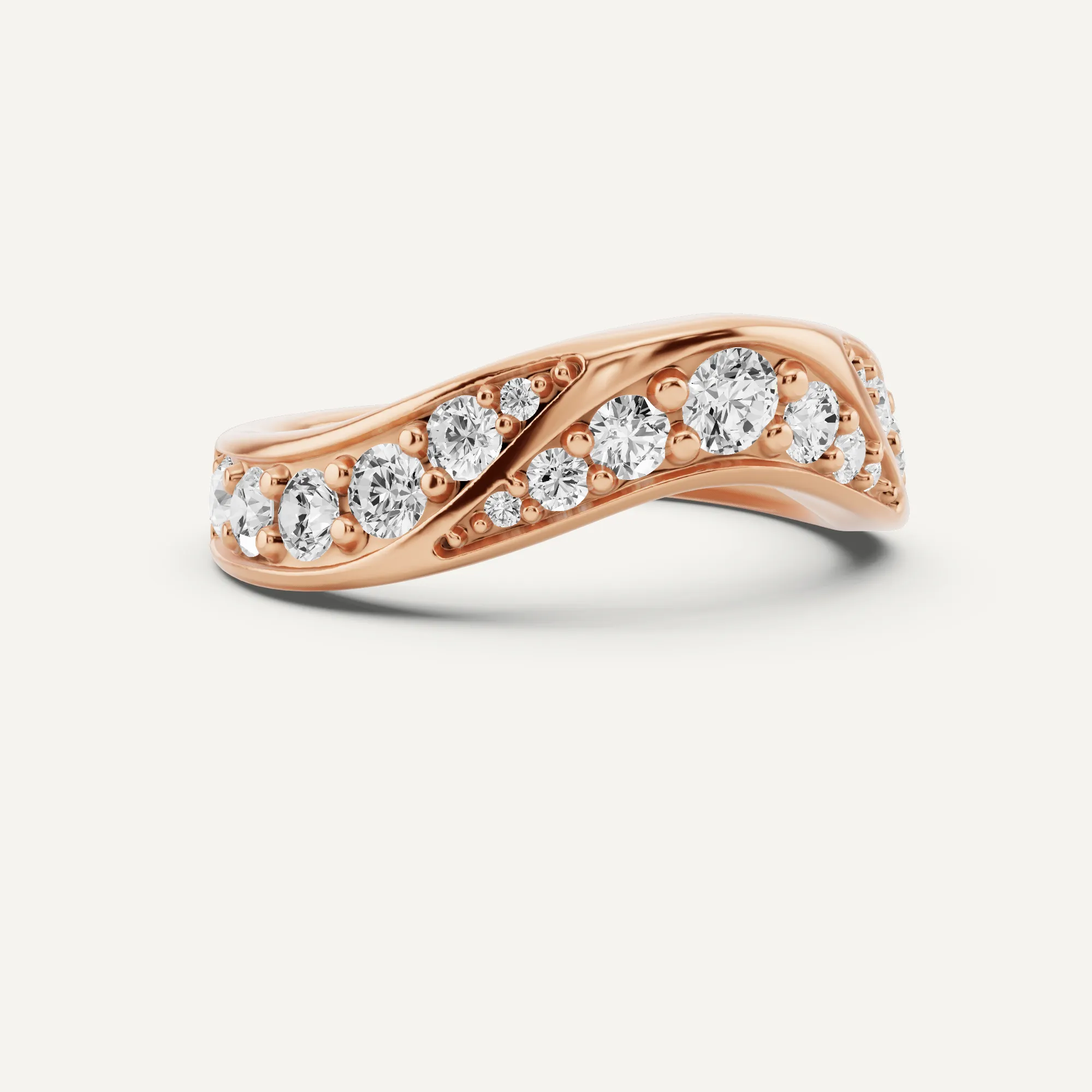 1 ctw Round Diamond Ribbon Curve Wedding Band