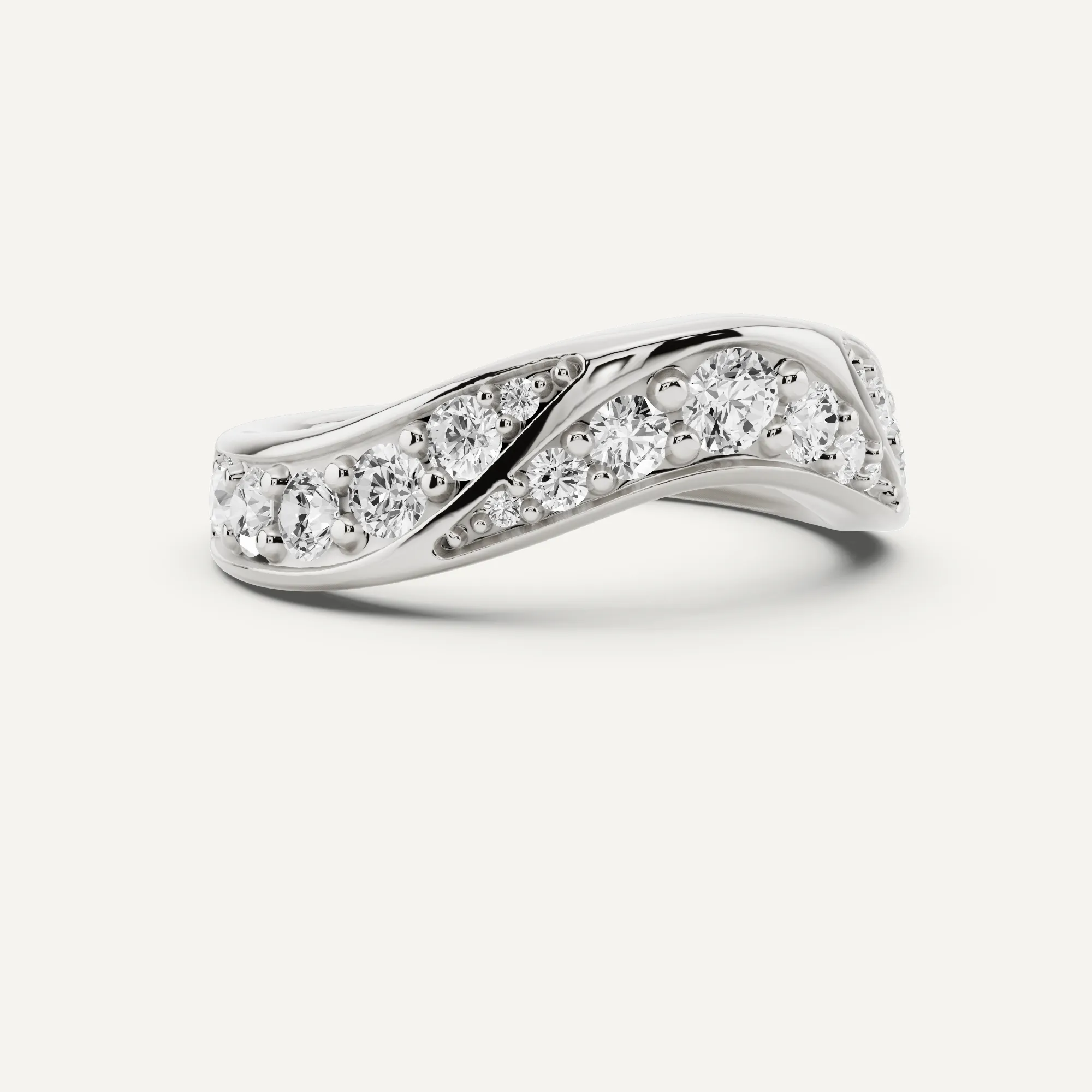1 ctw Round Diamond Ribbon Curve Wedding Band