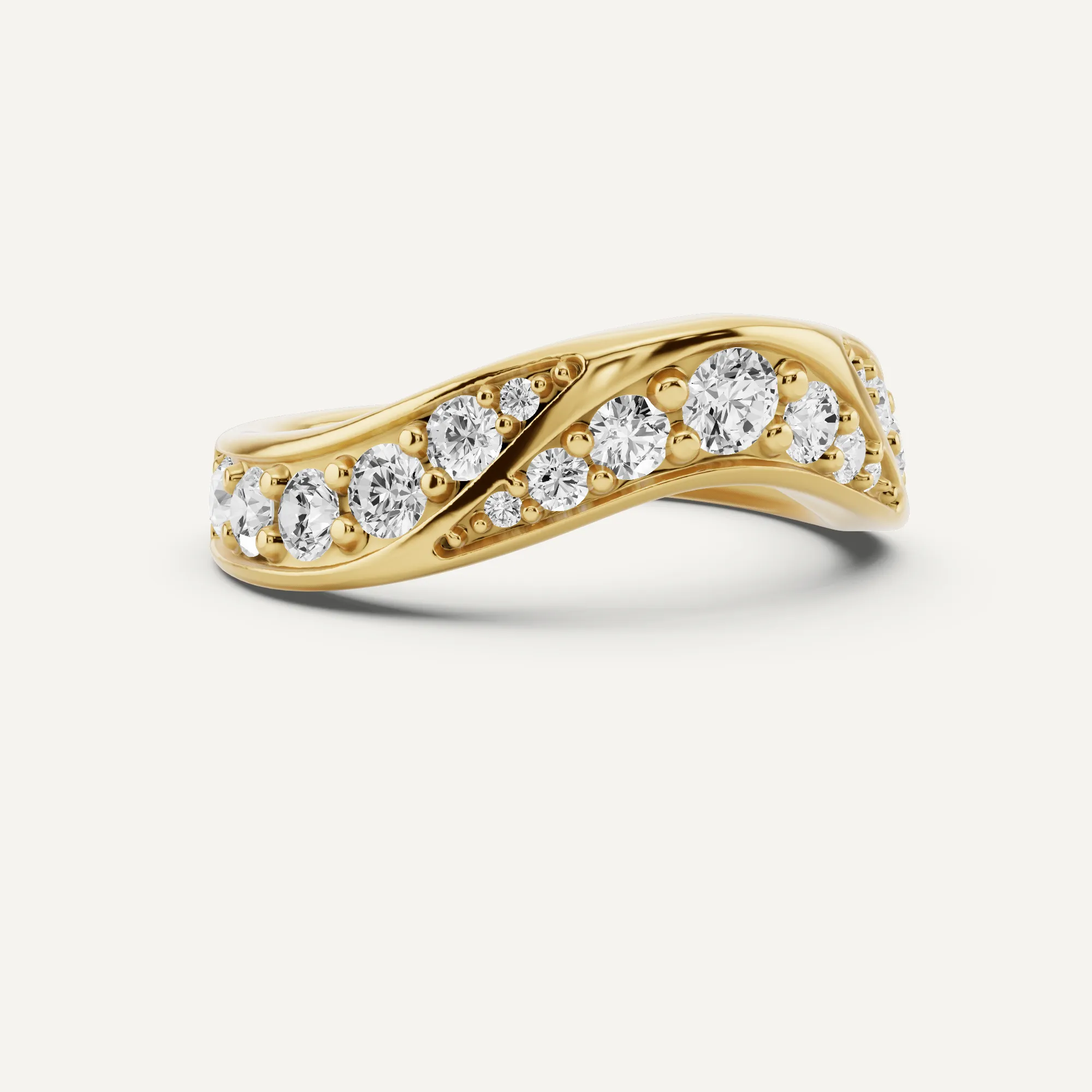 1 ctw Round Diamond Ribbon Curve Wedding Band