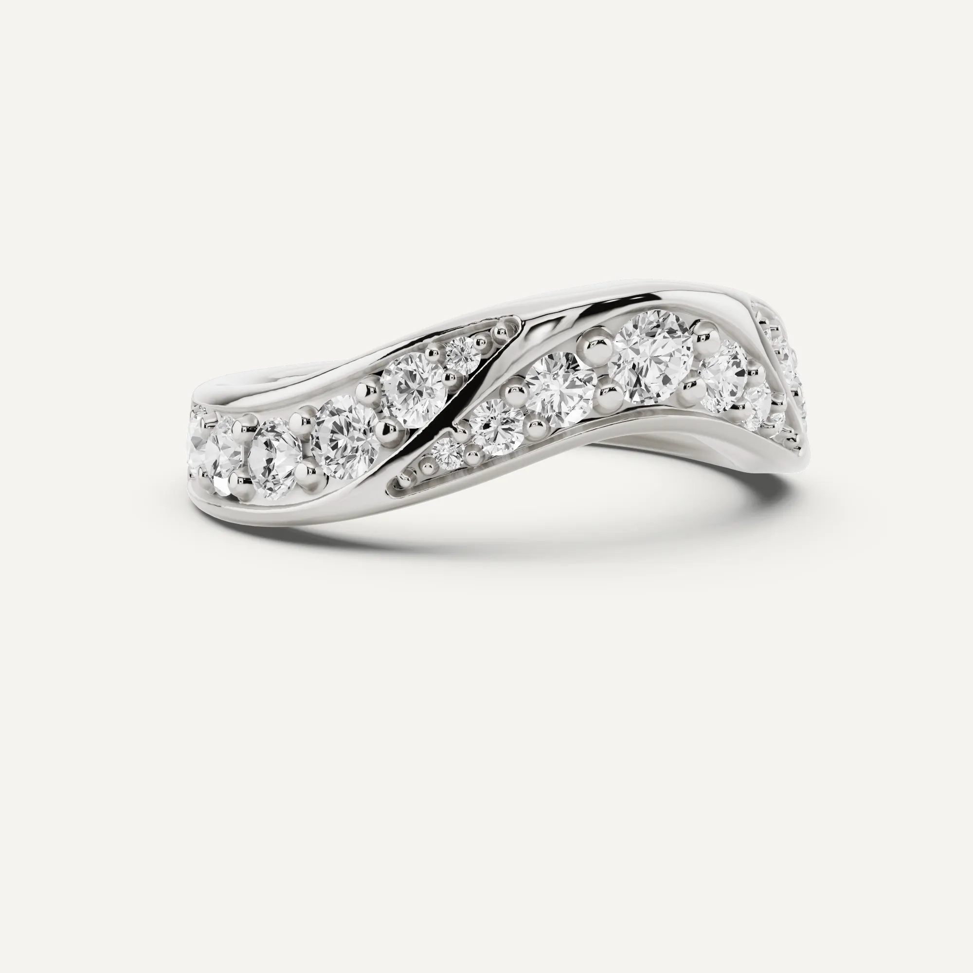 1 ctw Round Diamond Ribbon Curve Wedding Band