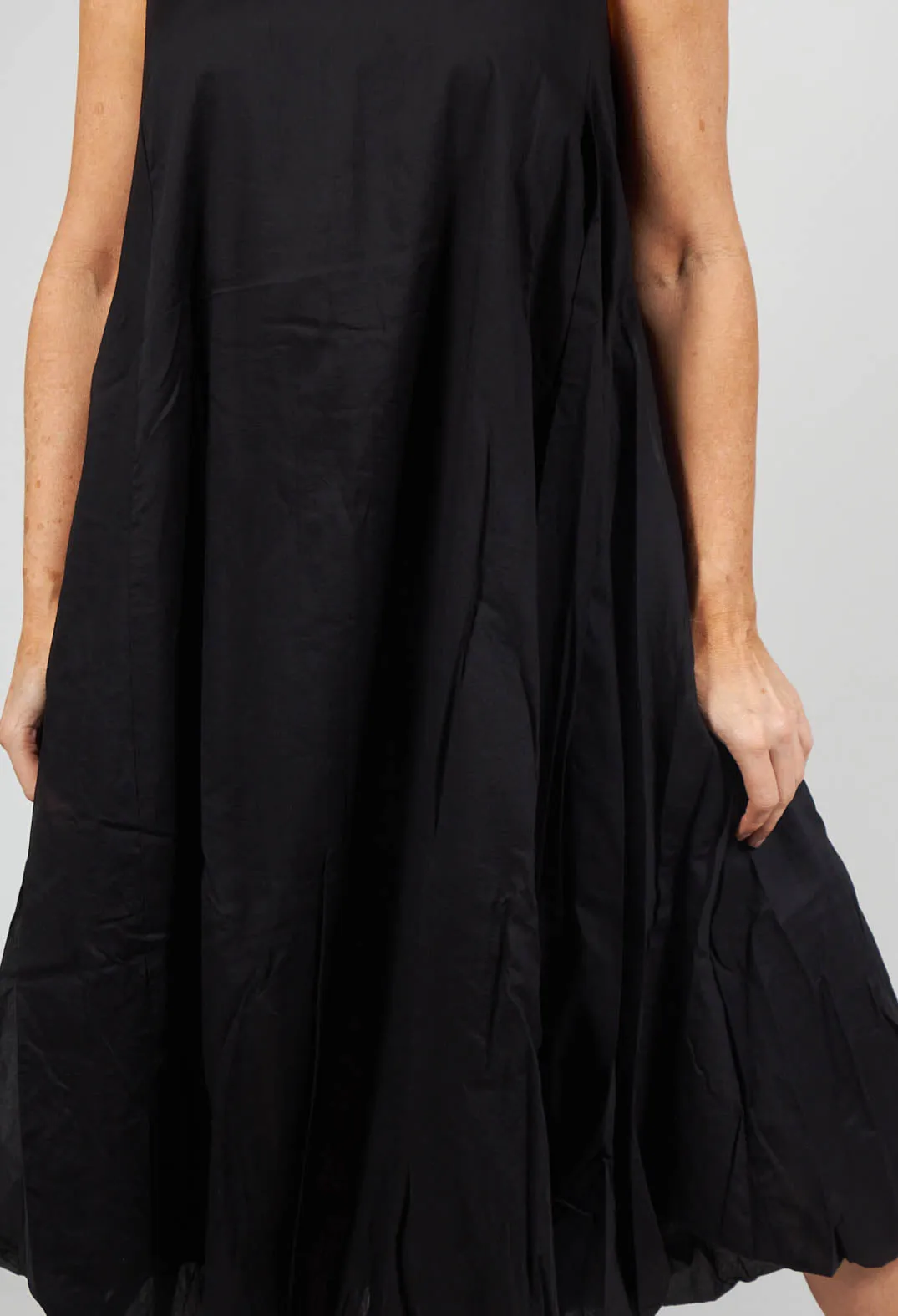 Bubble Hem Sleeveless Dress in Black