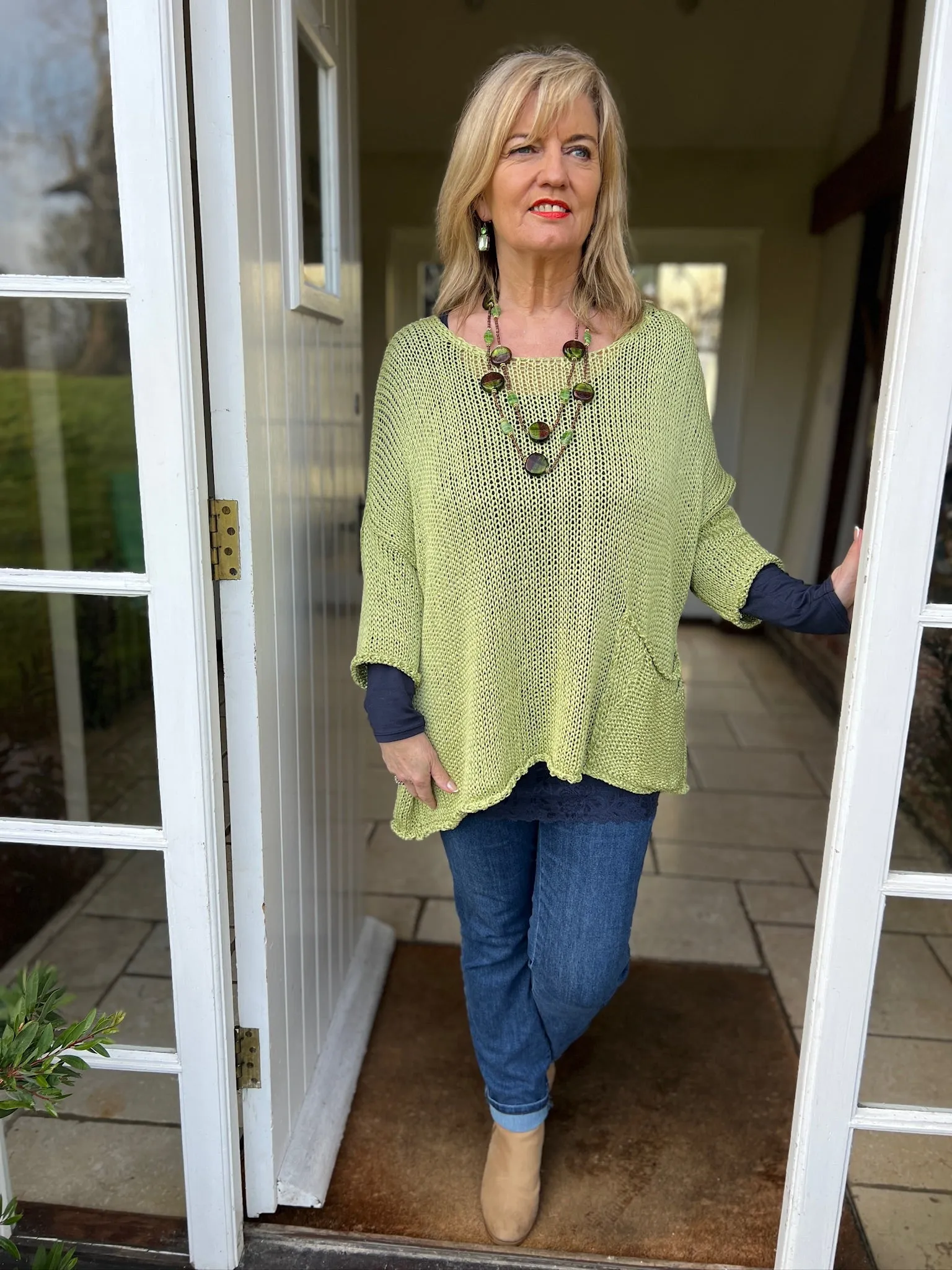 Double Pocket Knit Top | Green