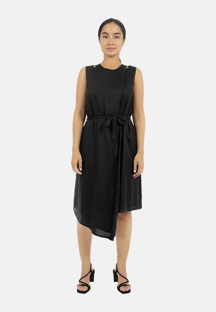 Funchal TENCEL™ Modal Asymmetric Wrap Dress | Black