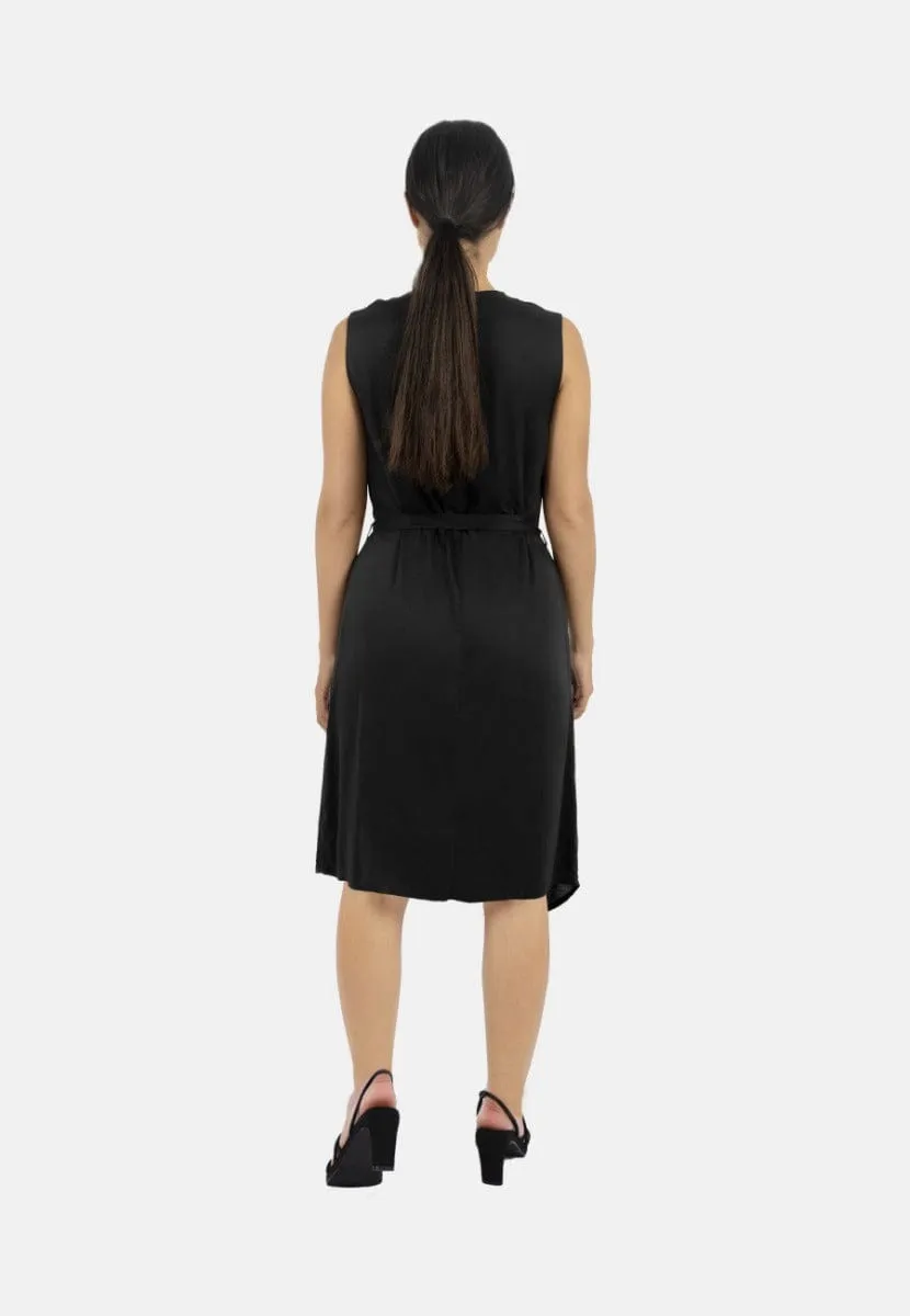 Funchal TENCEL™ Modal Asymmetric Wrap Dress | Black