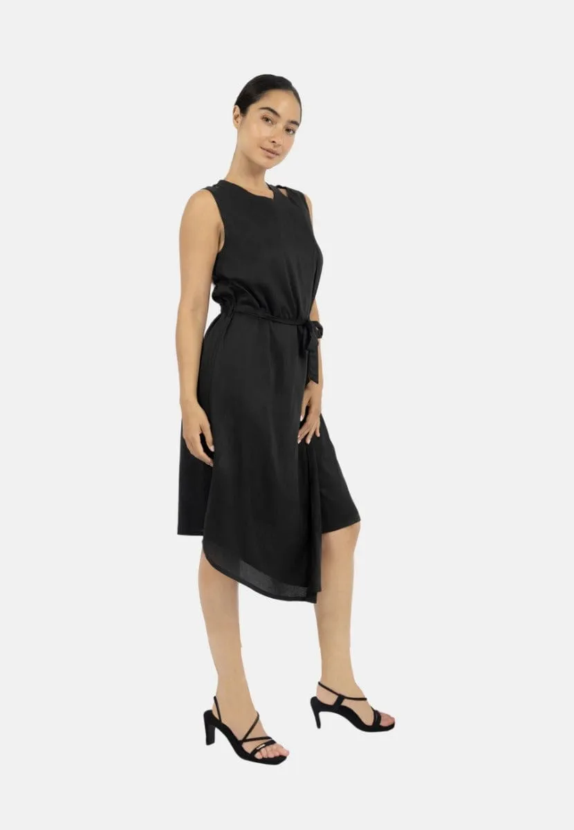 Funchal TENCEL™ Modal Asymmetric Wrap Dress | Black