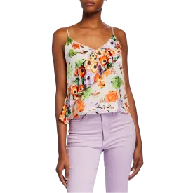 Lavonia Floral Asymmetric Draped Ruffle Tank