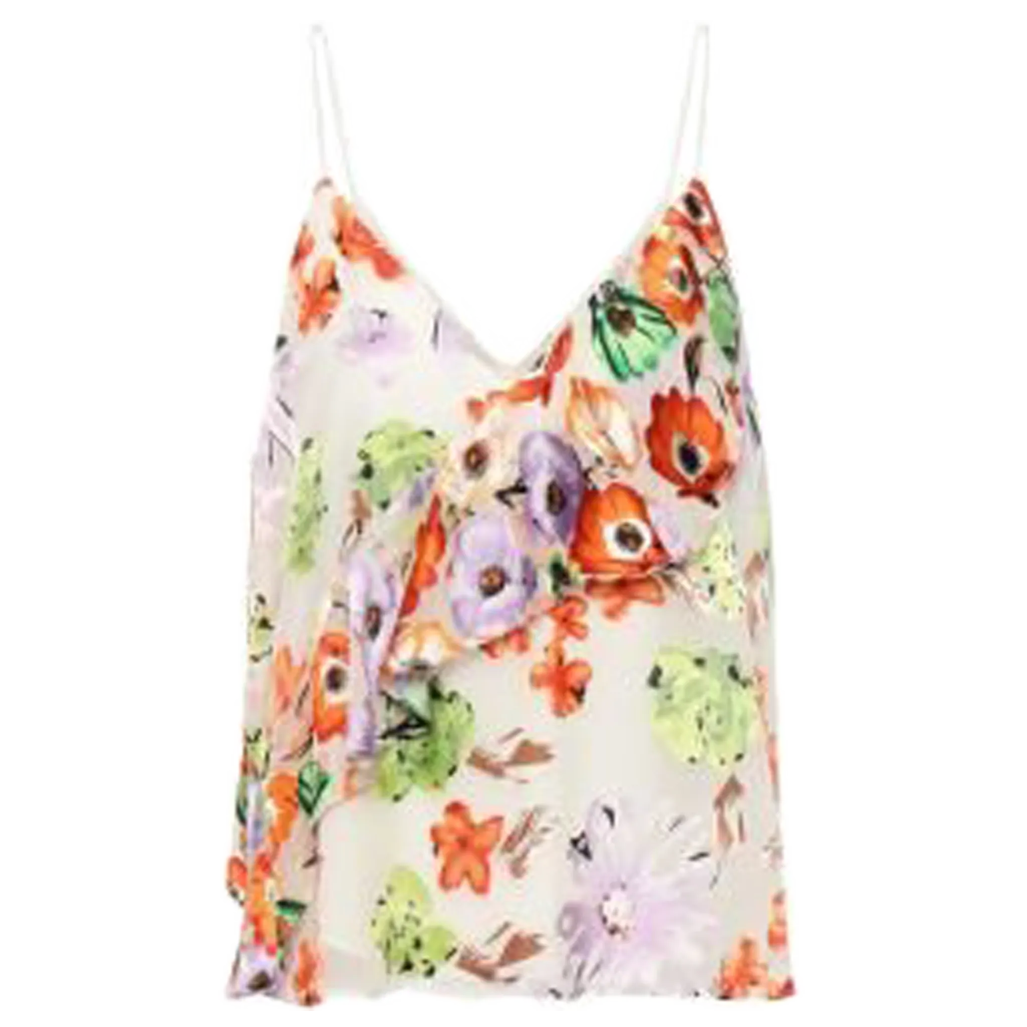 Lavonia Floral Asymmetric Draped Ruffle Tank