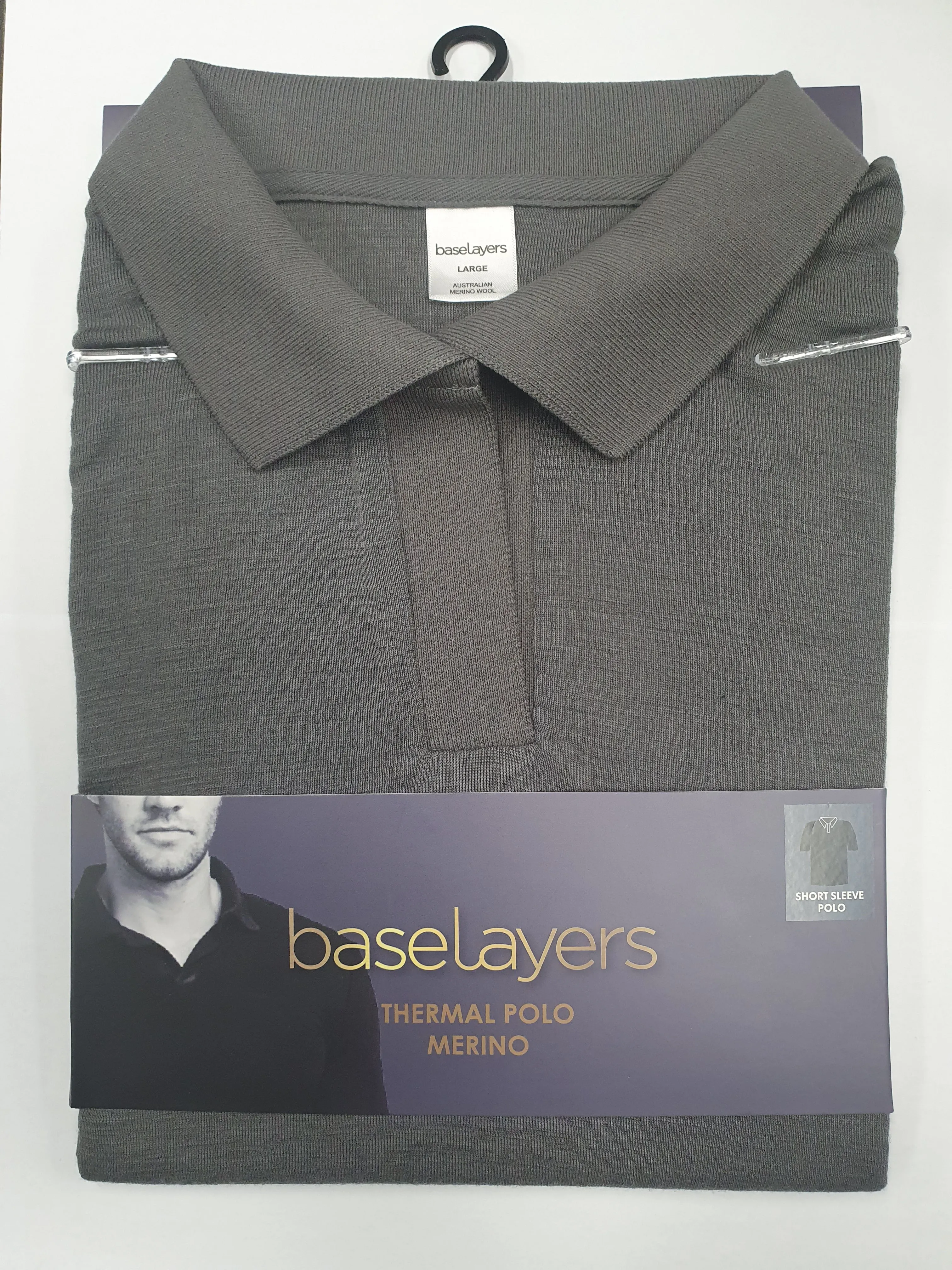 Men's Pure Merino Wool POLO Short Sleeve - Grey