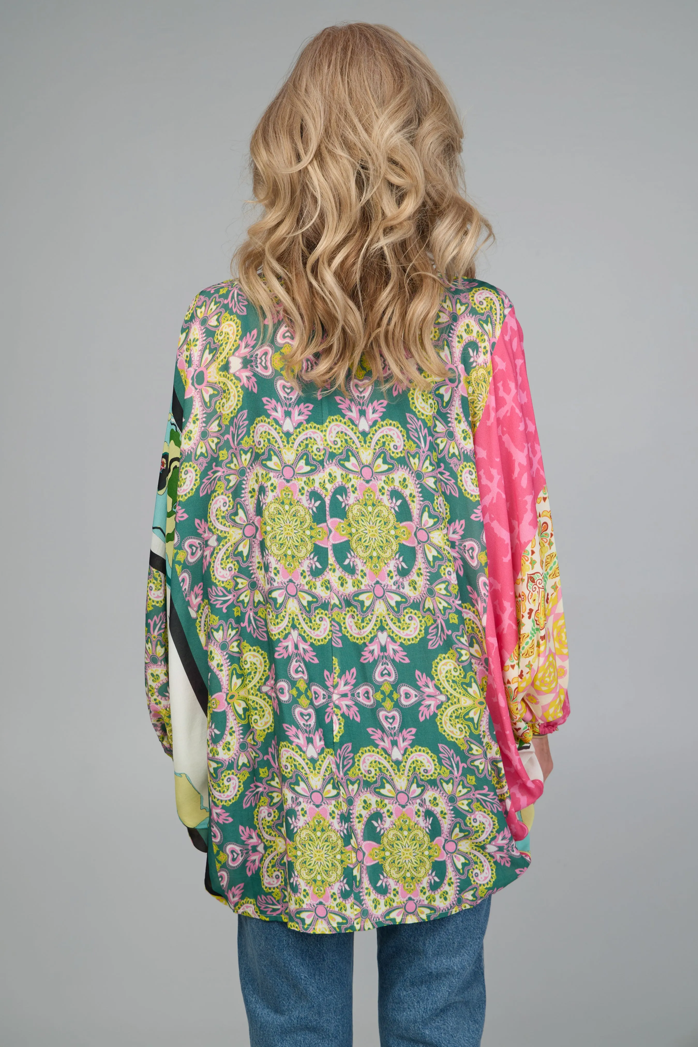 Multicolored Mixed Patterned Kimono
