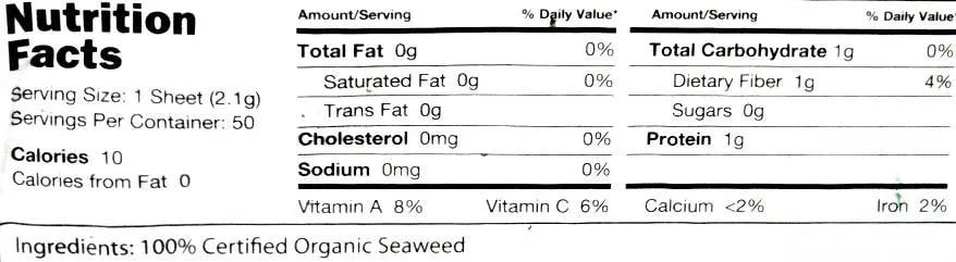 Raw Organic Nori Seaweed Sheets 100 pack