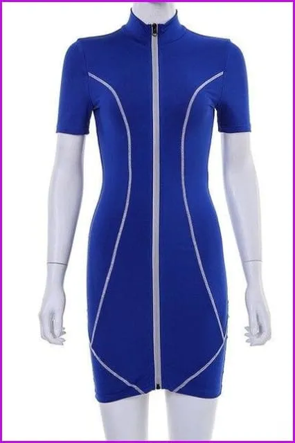 Reflective Zipper Dress F222