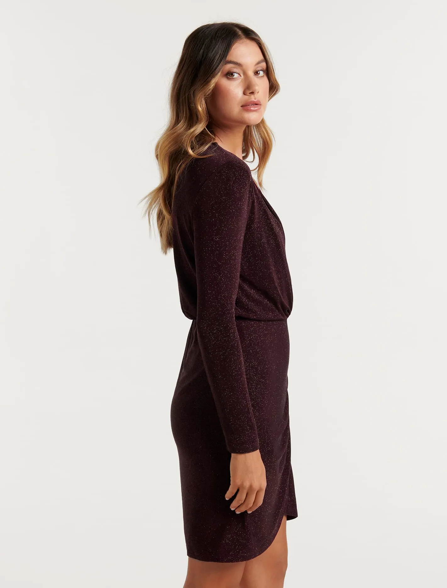 Sarah Glitter Ruched Mini Dress