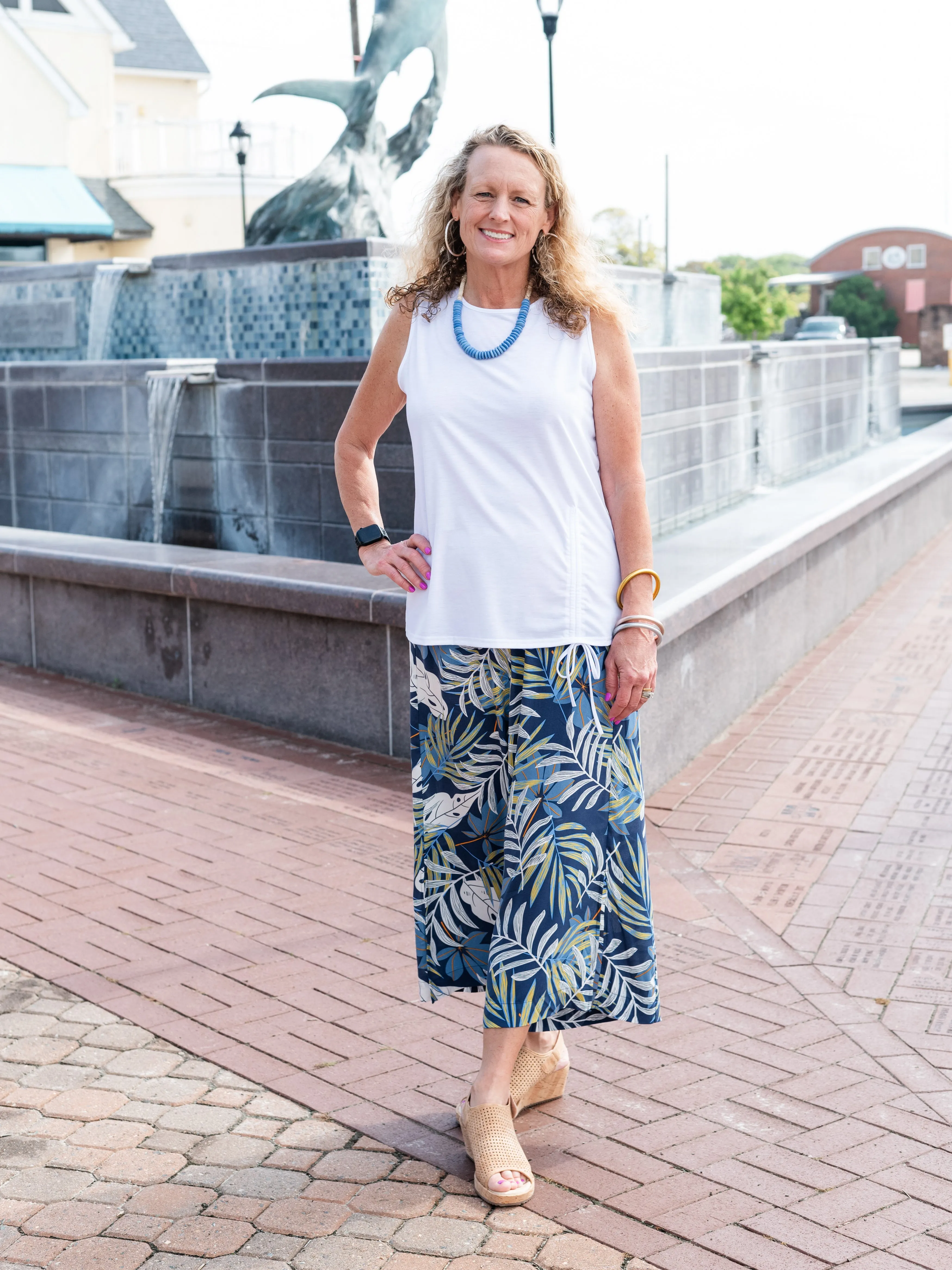 Sleeveless Knit Top w/ Schruching by Ethyl