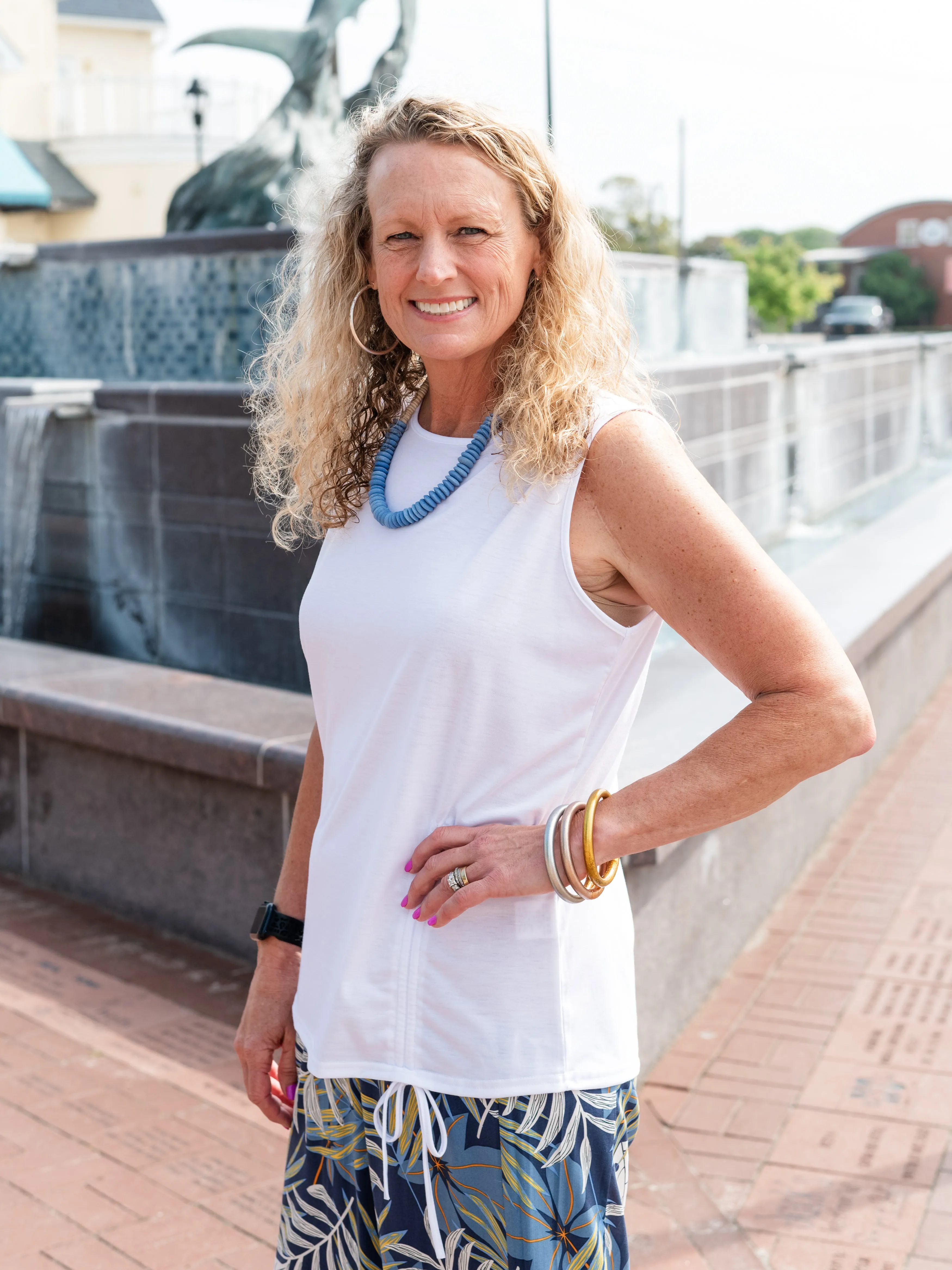 Sleeveless Knit Top w/ Schruching by Ethyl