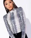Snake Print High Neck Bodysuit