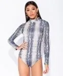 Snake Print High Neck Bodysuit