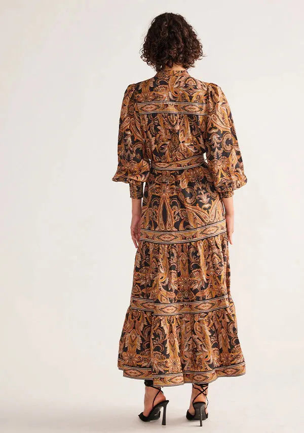 Sophie Midi Dress - Print Black