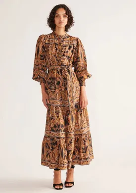 Sophie Midi Dress - Print Black