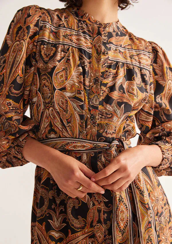 Sophie Midi Dress - Print Black