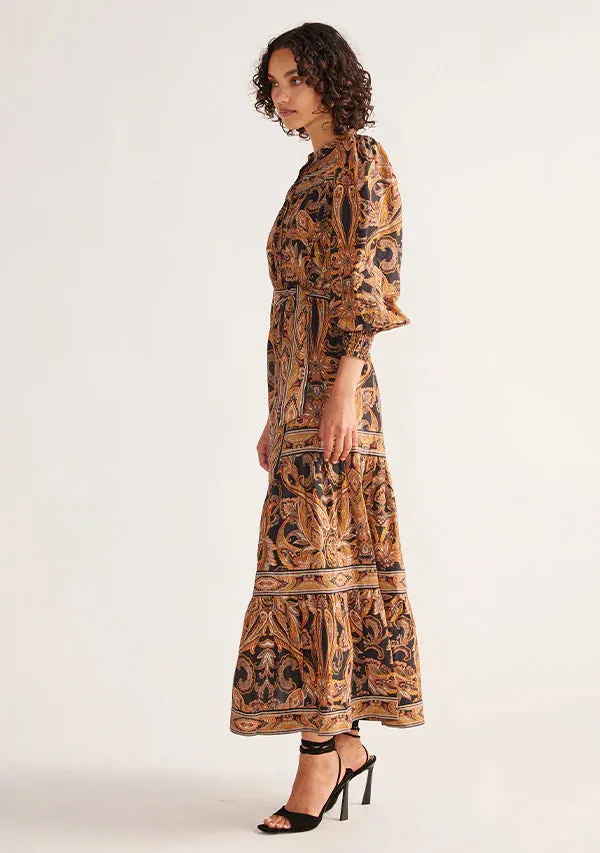 Sophie Midi Dress - Print Black