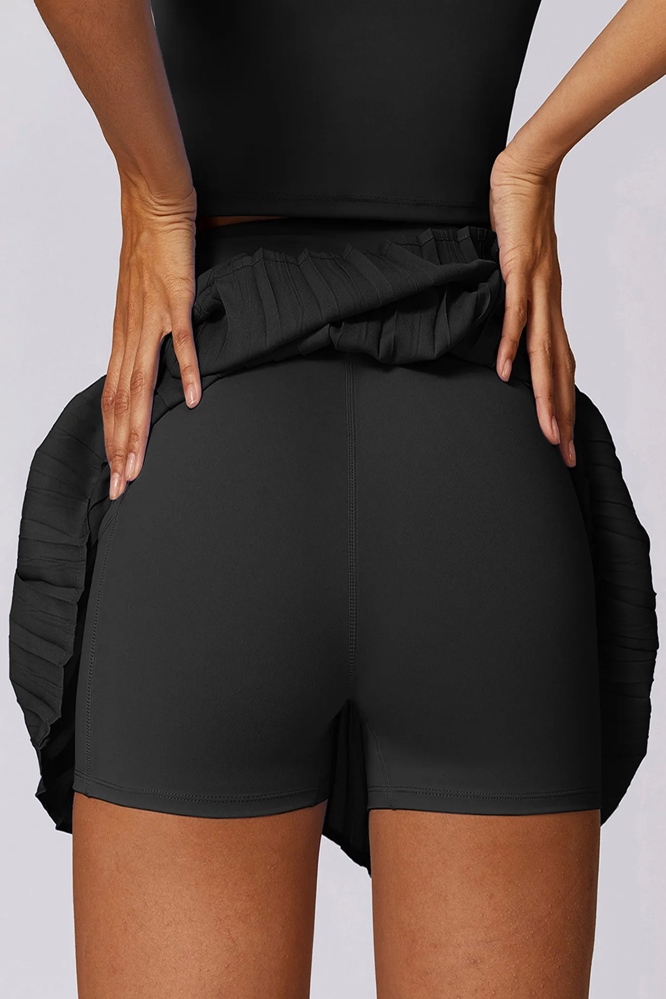 Swift Move Pleated Training Skirt with Pocket Shorts - Black