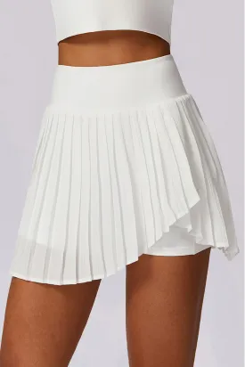 Swift Move Pleated Training Skirt with Pocket Shorts - Cotton White