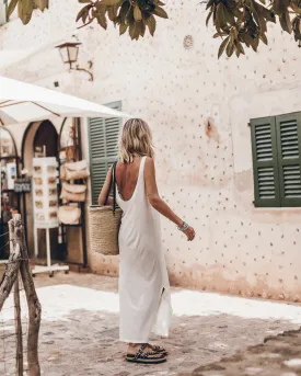 The White Low Back Tank Dress