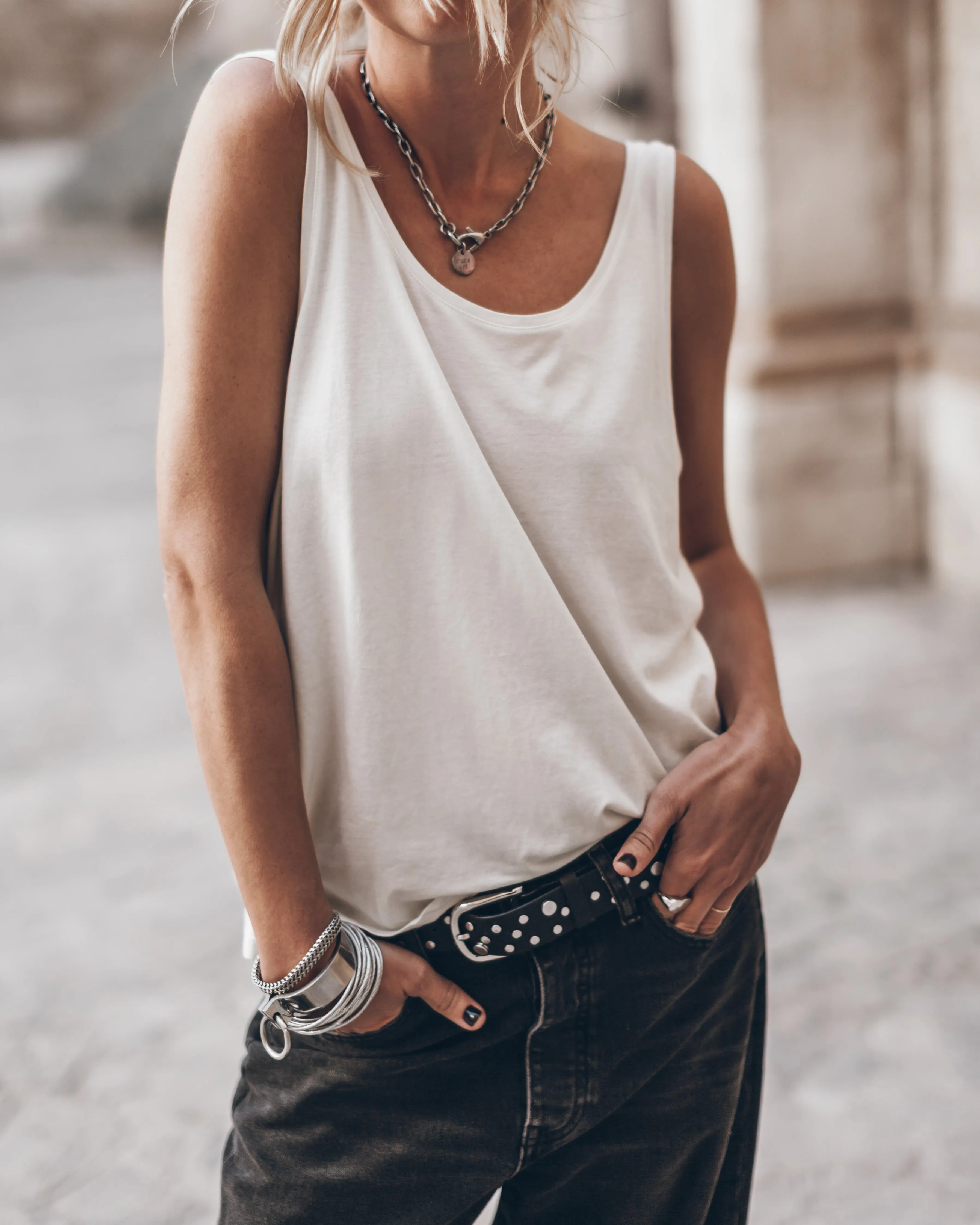 The White Low Back Tank Top