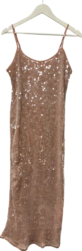 Topshop Pink Sequin Cami Midi Slip Dress UK 10