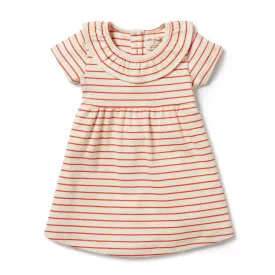 WILSON & FRENCHY ORGANIC STRIPE PETIT ROUGE RUFFLE DRESS WILSON & FRENCHY ORGANIC STRIPE PETIT ROUGE RUFFLE DRESS